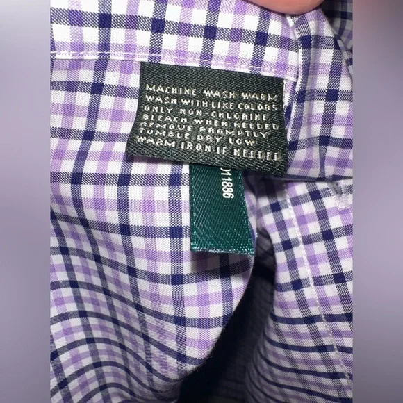 Lauren Ralph Lauren Purple Gingham Slim Fit Button Up Shirt - Picture 4 of 8